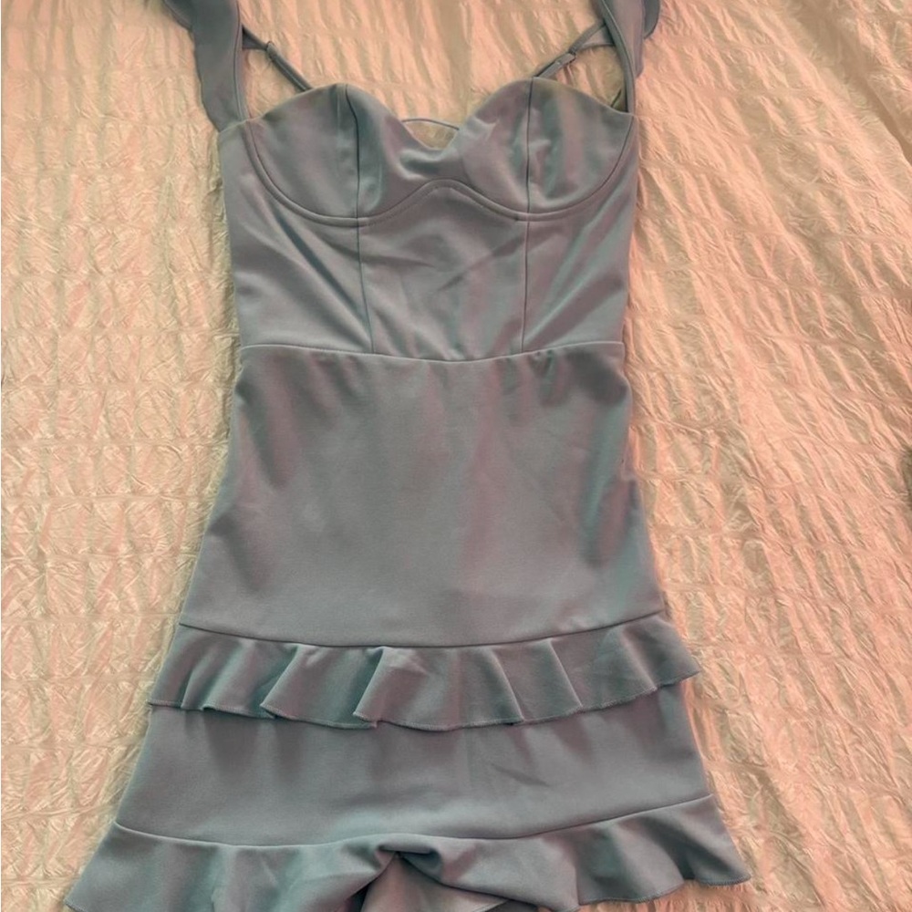 Lucy in the sky baby blue ruffle dress
